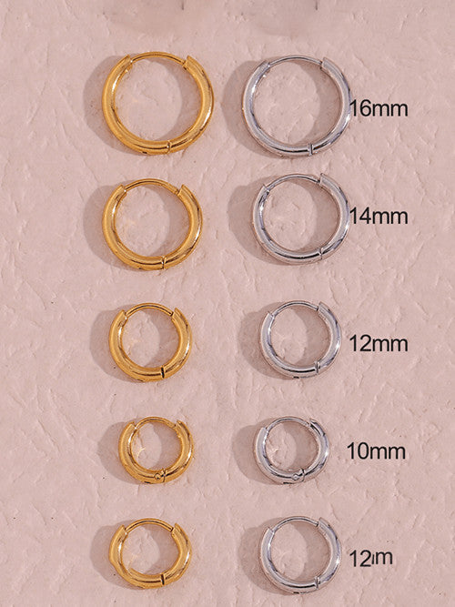 Chunky Stainless Steel Hoop Earrings for Women, 18K Gold & Silver Minimalist Thick Huggie Hoops, Everyday Style