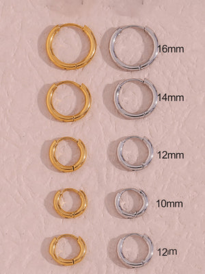 Chunky Stainless Steel Hoop Earrings for Women, 18K Gold & Silver Minimalist Thick Huggie Hoops, Everyday Style