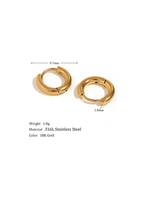 Chunky Stainless Steel Hoop Earrings for Women, 18K Gold & Silver Minimalist Thick Huggie Hoops, Everyday Style
