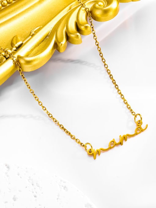 Dainty Mama Necklace in Gold or Silver – Minimalist Titanium Steel Pendant for Moms, Everyday Wear