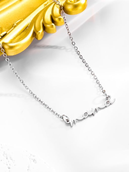 Dainty Mama Necklace in Gold or Silver – Minimalist Titanium Steel Pendant for Moms, Everyday Wear