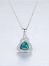 925 Sterling Silver Triangle Opal Halo CZ Pendant Necklace – Blue, Light Blue, White, Dark Green, Light Green