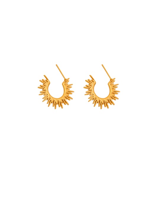 Gold and Silver Stainless Steel Sunflower Stud Earrings for Women – Minimalist Open Hoop Fashion Jewelry, Sunburst Earrings