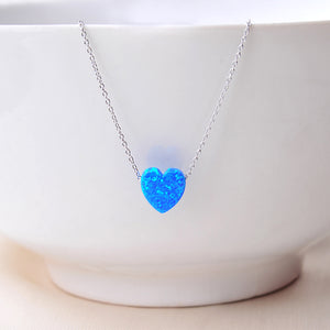 Heart Fire Opal Sterling Silver Necklace