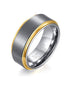 Men's Tungsten Carbide Ring with Gold IP Plated Edges – 8mm Brushed Matte Finish Comfort Fit Band