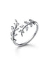 Adjustable Leaf Ring for Women – 925 Sterling Silver with Cubic Zirconia, Rose Gold, Gold & Silver, Nature-Inspired Jewelry