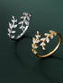 Adjustable Leaf Ring for Women – 925 Sterling Silver with Cubic Zirconia, Rose Gold, Gold & Silver, Nature-Inspired Jewelry