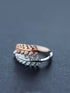 Adjustable Sterling Silver CZ Leaf Ring – Open Wrap Nature-Inspired Design in Silver, Gold & Rose Gold Finishes