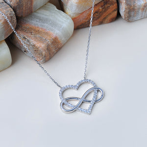 Pave CZ Heart And Infinity Sterling Silver Necklace