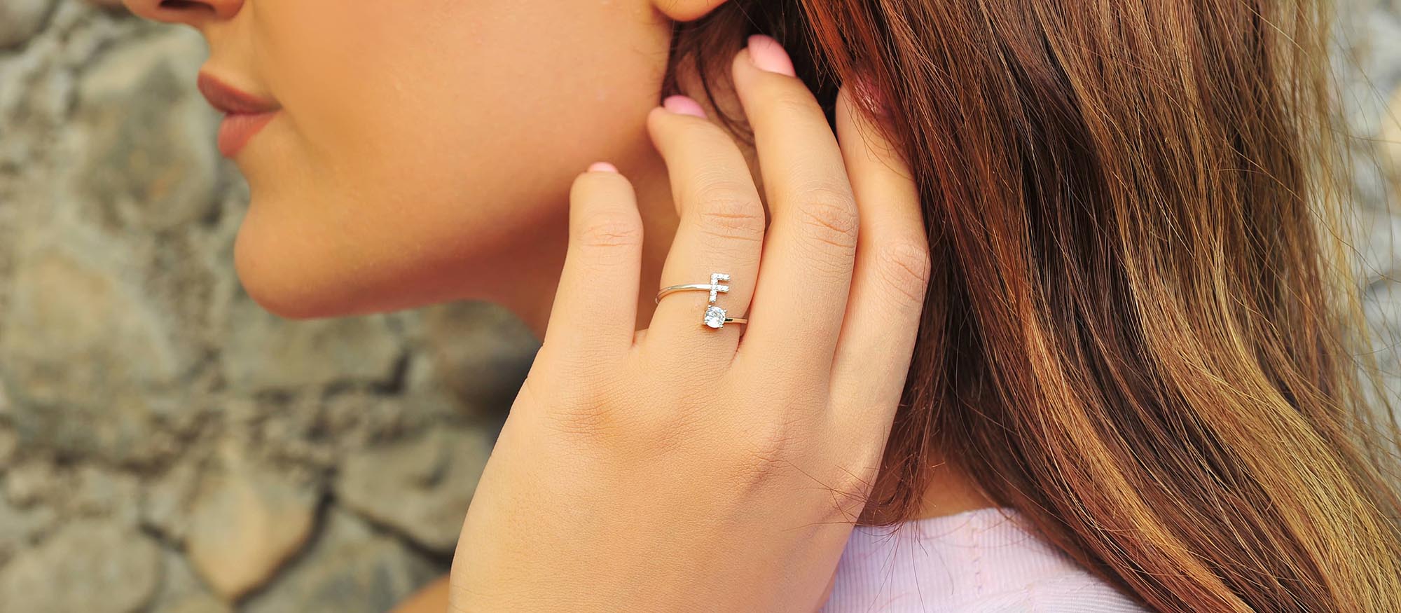  925 Silver Initial Letter F Ring