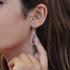 Pave CZ Teardrop Sterling Silver Dangle Hoop Earrings