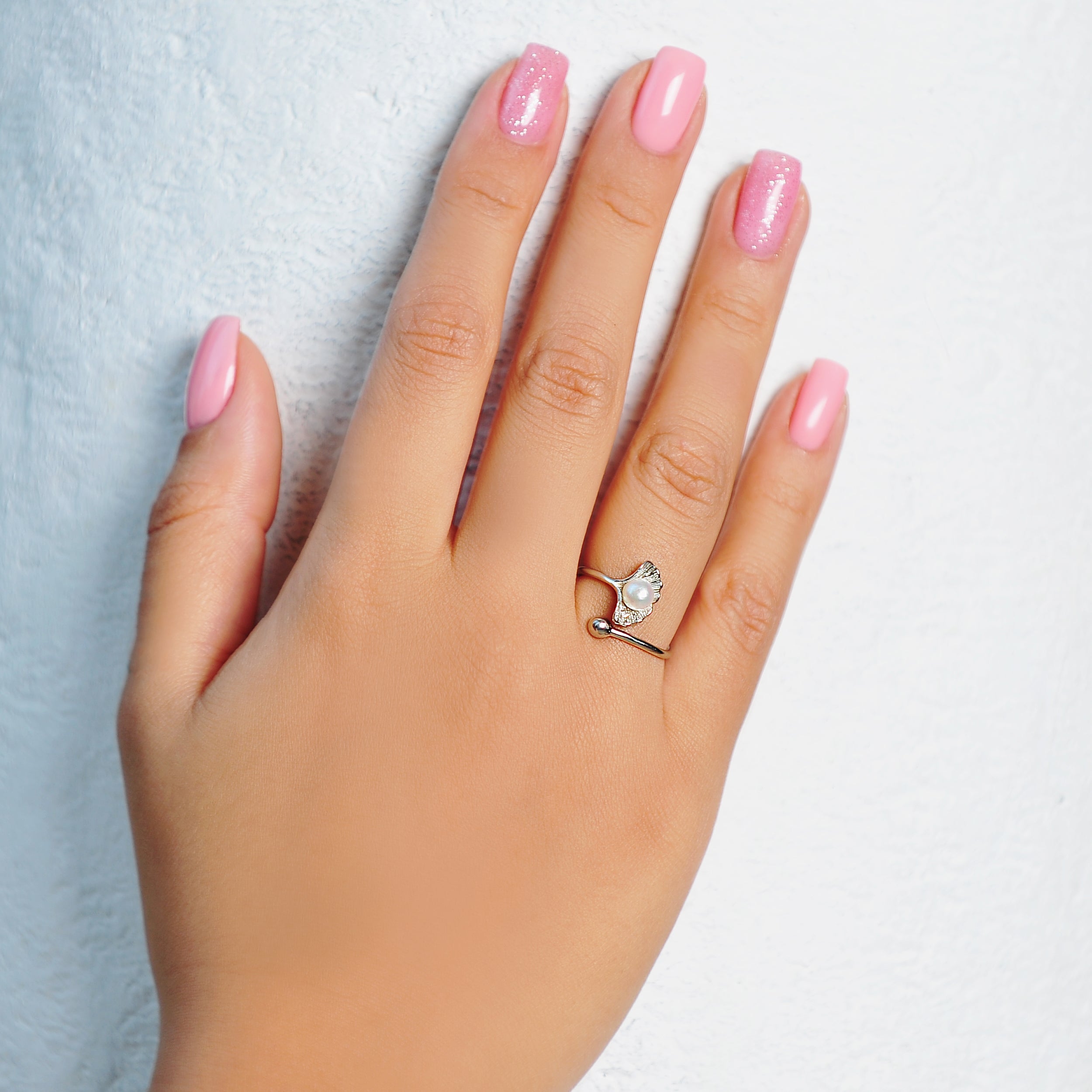 Pearl in Shell Sterling Silver adjustable Ring