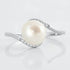 Pave CZ Pearl Sterling Silver Wave Ring, Elegant Curved Design, Dainty Promise or Engagement Ring for Women