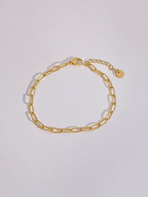 Gold Paper Clip Chain Bracelet for Women – Stainless Steel Hip Hop Jewelry, Elongated Links, Modern Minimalist Style