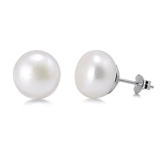 Classic 8mm White Pearl Sterling Silver Stud Earrings for Everyday Elegance and Effortless Style