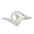 Pave CZ Pearl Sterling Silver Wave Ring, Elegant Curved Design, Dainty Promise or Engagement Ring for Women