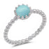Round Fire Opal/Larimar Crown Beaded Sterling Silver Ring