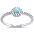Round Fire Opal/Larimar Halo CZ Sterling Silver Ring