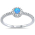Round Fire Opal/Larimar Halo CZ Sterling Silver Ring
