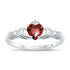 Ruby Heart CZ Claddagh Sterling Silver Ring – Irish Symbol of Love, Passion, and Eternal Loyalty