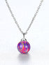 925 Sterling Silver Opal Ball Necklace – Dainty Round Fire Opal Pendant in Light Blue, Green, or Red