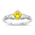 Yellow Topaz Heart CZ Claddagh Sterling Silver Ring – Irish Friendship and Love Symbol with Polished Finish