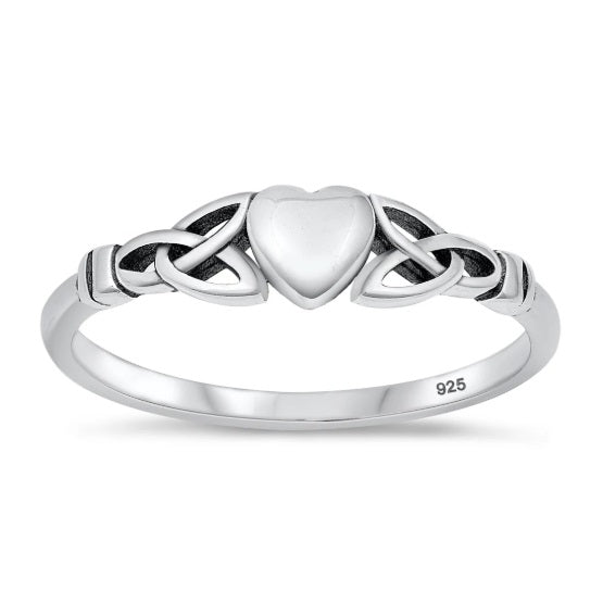 Sterling Silver Celtic Heart Knot Ring – Dainty Symbol of Love and Eternal Connection