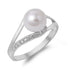 Sterling Silver Pearl & CZ Crossover Ring – Elegant Modern Twist with Timeless Grace