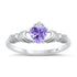 Amethyst Heart CZ Claddagh Sterling Silver Ring – Irish Symbol of Love, Loyalty, and Friendship