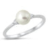 Pearl and CZ Sterling Silver Ring, Elegant Classic Pearl Band, Minimal Wedding or Promise Ring for Women