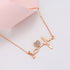 Pave CZ Heart And Heartbeat Necklace Rose Gold Yellow Gold Rhodium