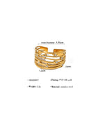 Adjustable Gold Stainless Steel Hip Hop CZ Ring – Stackable Statement Band with Clear or Multi-Color Stones for Women
