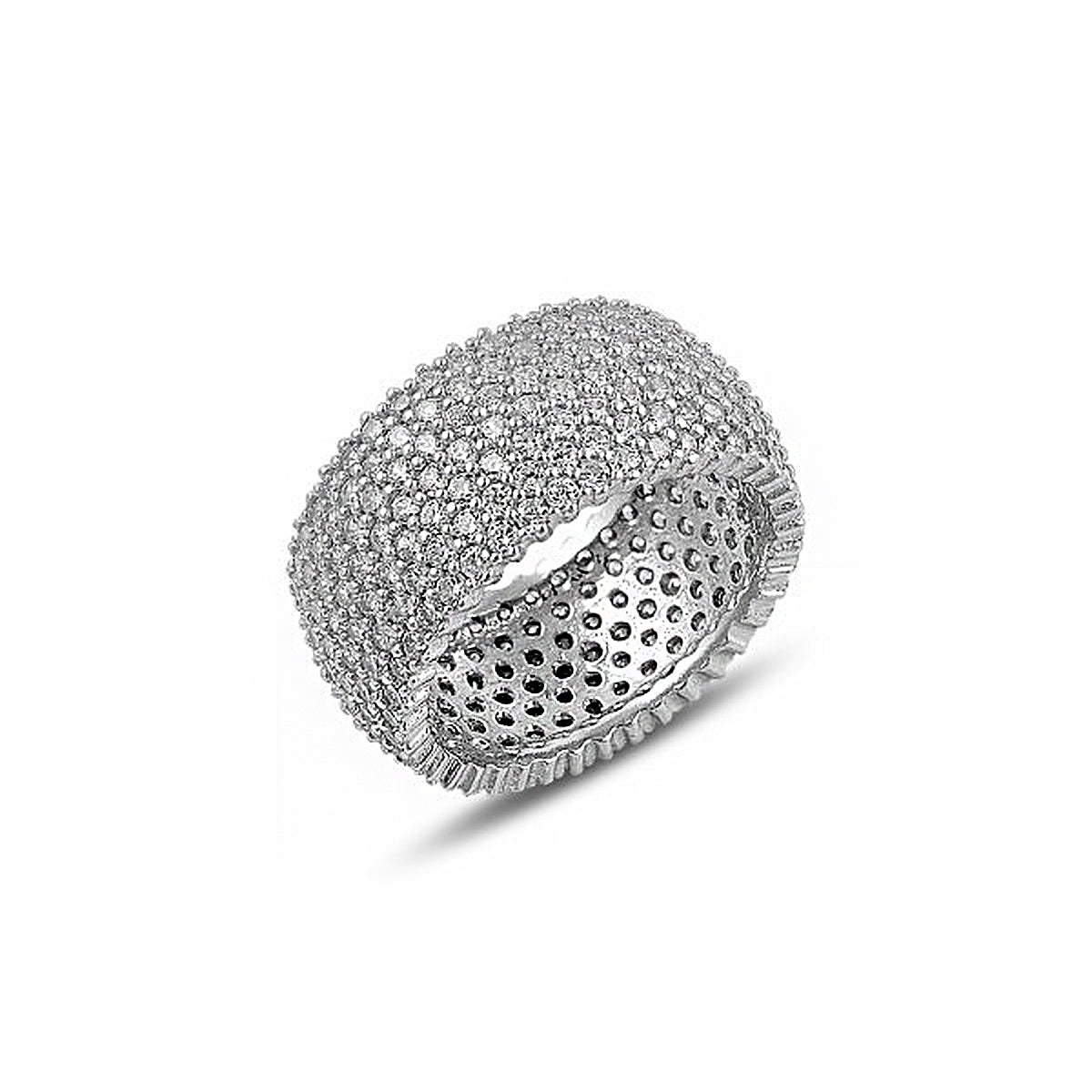 Pave CZ 7 Row Eternity Sterling Silver Band Ring