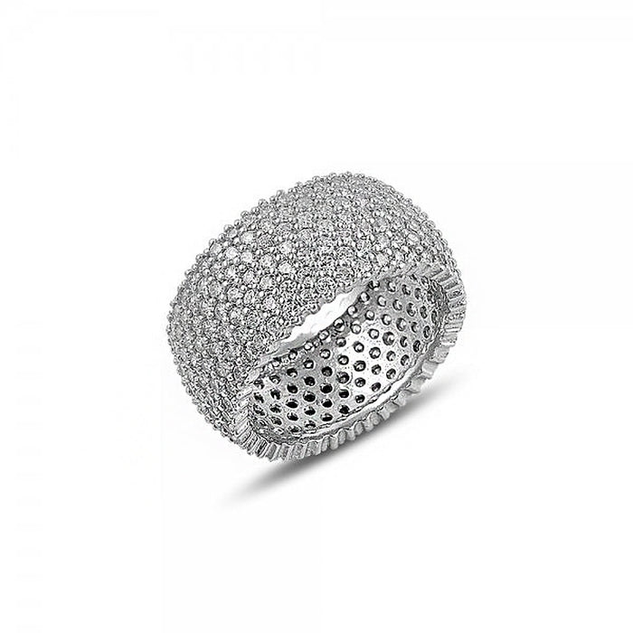 Pave CZ 7 Row Eternity Sterling Silver Band Ring