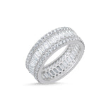 Baguette & Round CZ Full Eternity Sterling Silver Ring