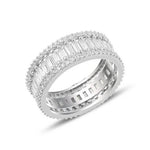 Baguette & Round CZ Full Eternity Sterling Silver Ring