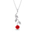 Red Rose Flower Sterling Silver Necklace