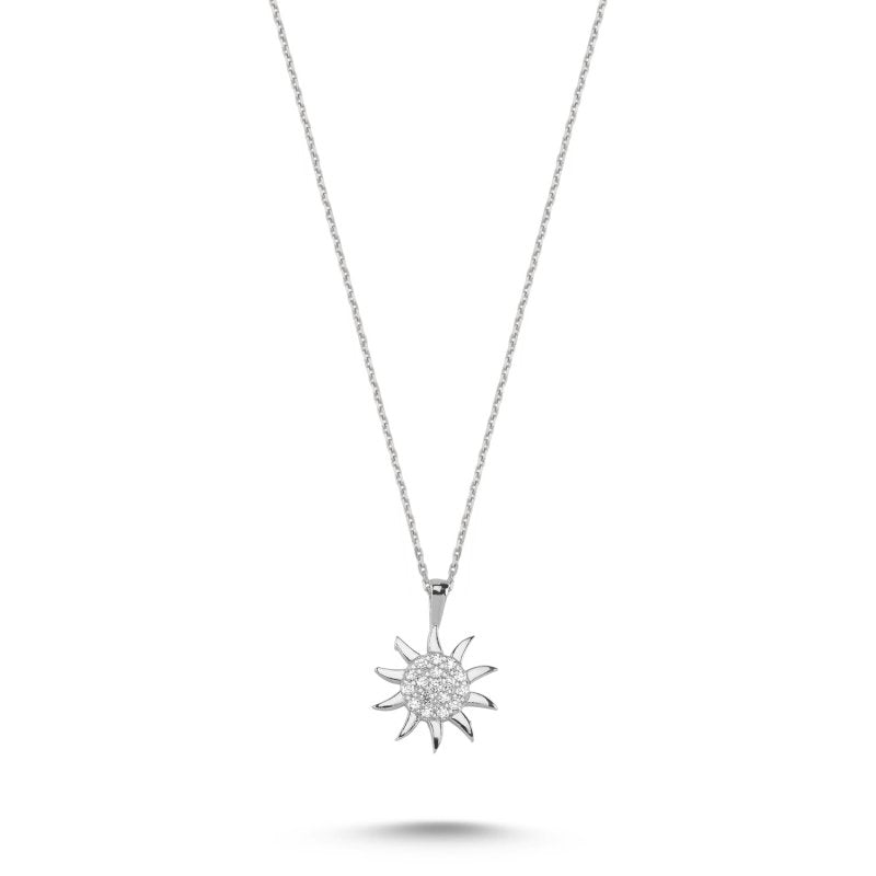 Pave CZ Sun Sterling Silver Necklace