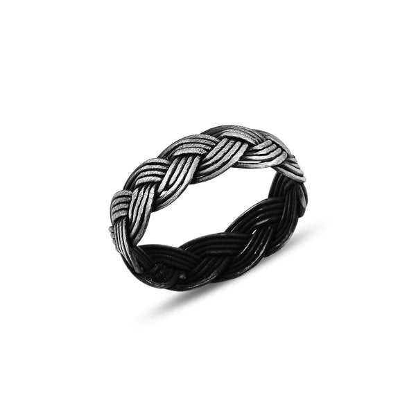 Oxidised Kazaz Hand Knitted Sterling Silver Ring