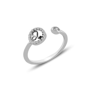 Leo Zodiac CZ Sterling Silver Adjustable Ring