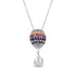 Multi Color CZ Hot Air Balloon With Passengers Sterling Silver Necklace