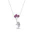 Blue/Pink CZ Flying Elephant & Balloon Sterling Silver Necklace