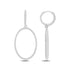 Pave CZ Oval Sterling Silver Dangle Hoop Earrings
