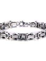 Titanium Steel Byzantine Chain Bracelet – Classic Link Design in Polished Silver or Matte Black Finish