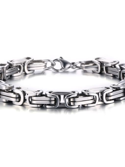 Titanium Steel Byzantine Chain Bracelet – Classic Link Design in Polished Silver or Matte Black Finish