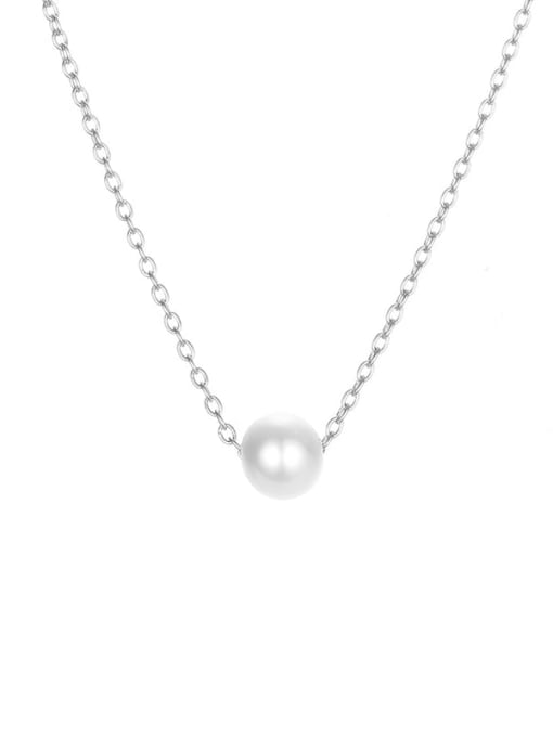 Stainless Steel Imitation Pearl Necklace – Waterproof Minimalist Design in Gold, Silver & Rose Gold Colors
