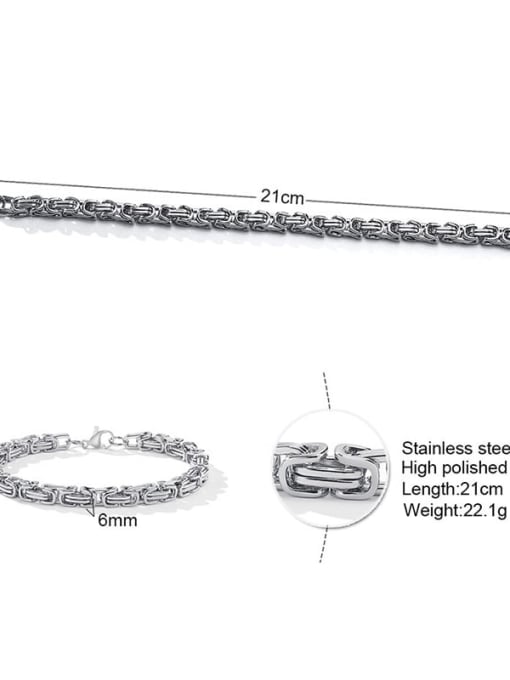 Titanium Steel Byzantine Chain Bracelet – Classic Link Design in Polished Silver or Matte Black Finish
