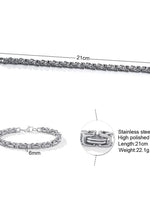 Titanium Steel Byzantine Chain Bracelet – Classic Link Design in Polished Silver or Matte Black Finish