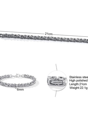 Titanium Steel Byzantine Chain Bracelet – Classic Link Design in Polished Silver or Matte Black Finish