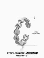 Adjustable Stainless Steel Heart Ring – Dainty Gold or Silver Open Band for Women, Stackable and Lightweight